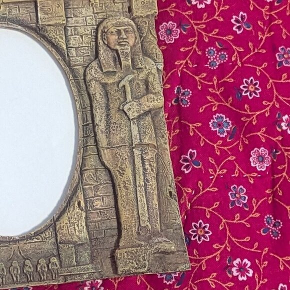 Egyptian Stone Frame Pharaoh Picture Art Deco Photo 1920s Revival Décor Vintage - Picture 4 of 6